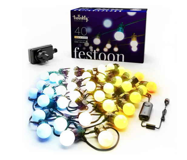 Twinkly Smart lampki ogrodowe - Festoon Line 40 LED AWW - 1080532 - zdjęcie